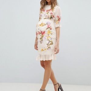 FROM ASOS: Maternity Floral Embroidered Mini Dress